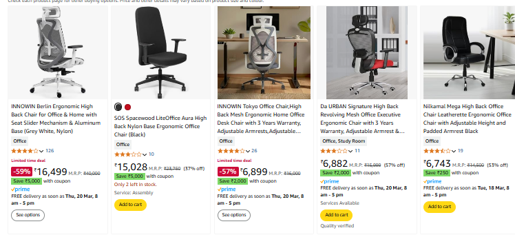 Image of Office & Home Chair Minimum 60% Discount