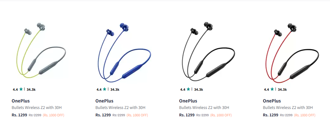 Image of Oneplus Earbuds & Neckbands Starting at ₹1299 + Extra 10% Coupon Discount