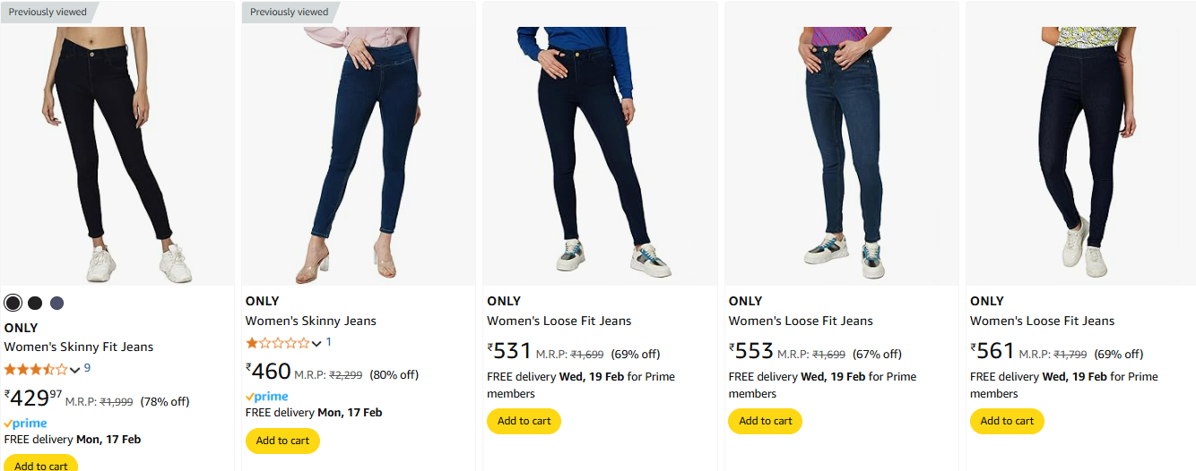 Image of Only Women's jeans starting @ ₹429