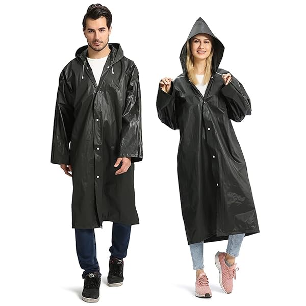 Image of Opret Portable EVA Raincoats for Adults, Reusable Rain Ponchos