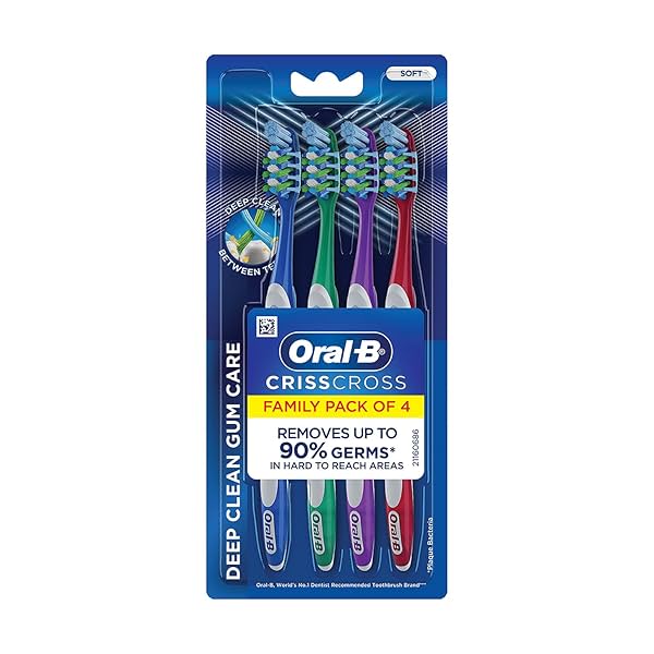 Image of Oral B Criss Cross Gum Care Manual Toothbrush, Family pack of 4