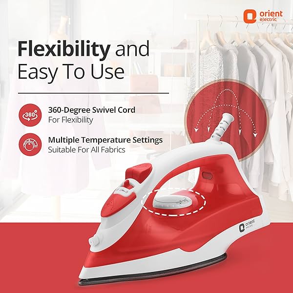 Image of Orient Electric FabriFeel 1200 Watt Steam Iron for Clothes with Weilburger Coated.