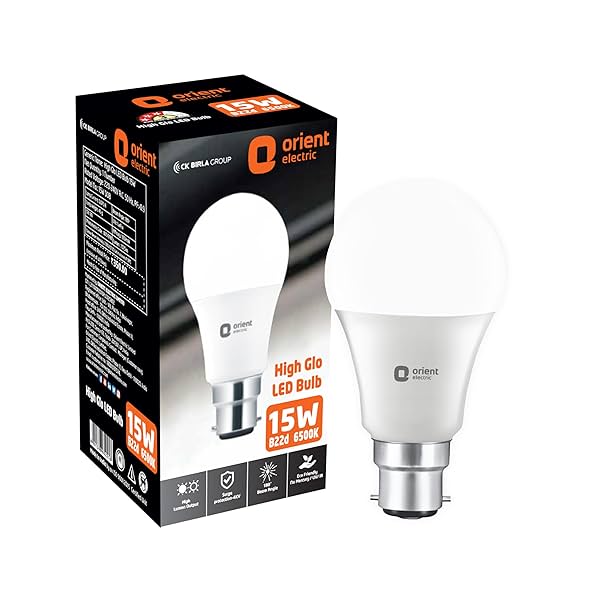 Image of Orient Electric High Glo LED Bulb 15W, Cool white light, 6500K, B22d, Pack of 1