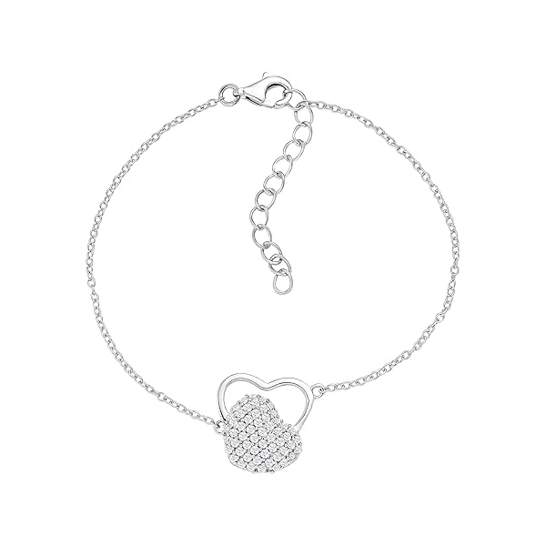 Image of Ornate Jewels 925 Silver Love Heart Adjustable Bracelet 