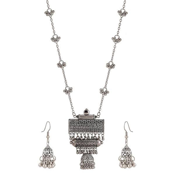 Image of Oxidized Silver Necklace Set (1 set)