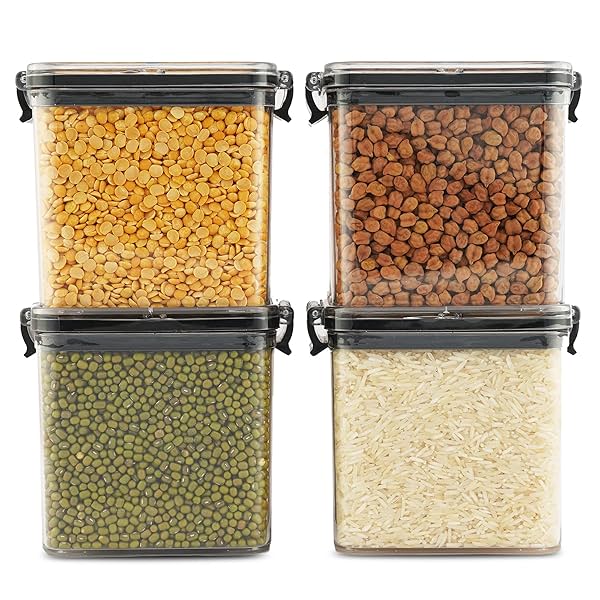 Image of PEARLPET Clik n Seal Kitchen Storage Container 4 Jars *700mL