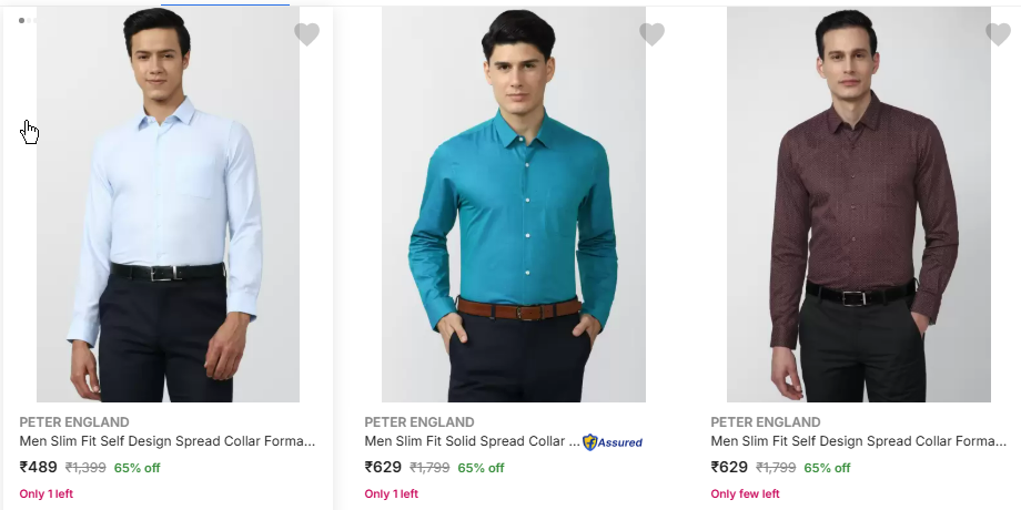 Image of PETER ENGLAND Formal Shirts Minimum 60% Discount