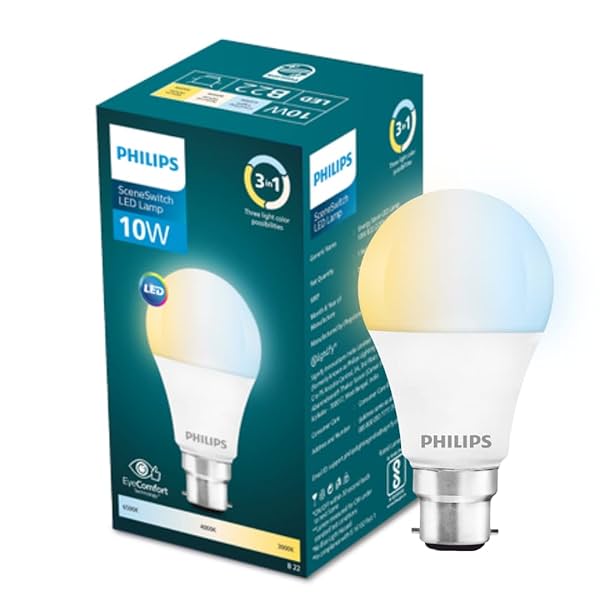 Image of PHILIPS 10-watt LED Bulb | 3 Colors in 1 LED Bulb | Scene Switch Bulb for Home & Decoration | Color: Tunable White, Pack