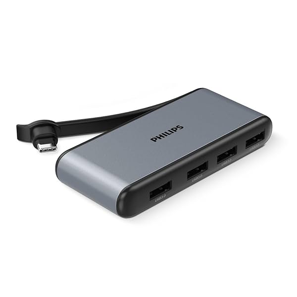 Image of PHILIPS 4 in 1 Type C USB HUB with USB C to 4 x USB A Type C Port Devices