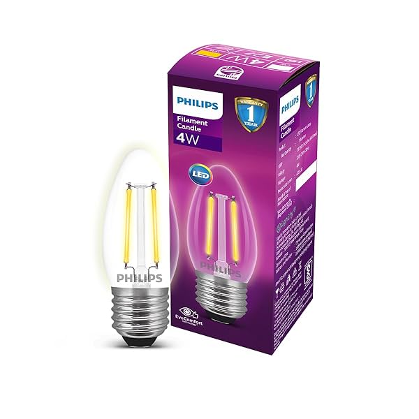 Image of PHILIPS 4-watt Filament Candle LED Bulb | Clear Candle Bulb for Home & Decoration