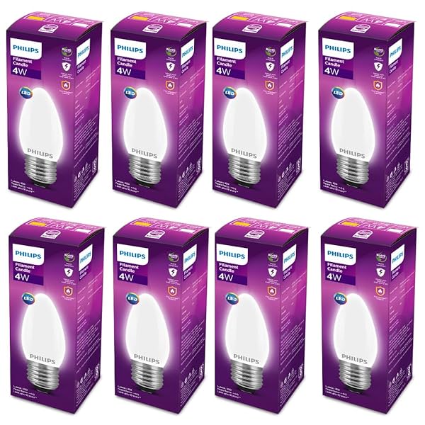 Image of PHILIPS 4-watt Filament Candle LED Bulb Pack of 8