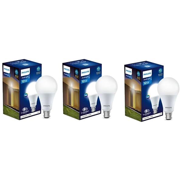 Image of PHILIPS B22 Base Stellar Bright 12-Watt LED Bulb (Crystal White, Pack of 3)