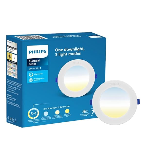 Image of PHILIPS StarFit 7-watt Round LED Downlighter | 3 Colors in 1 Concealed JB LED Downlight |