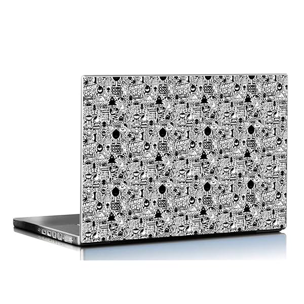 Image of PIXELARTZ Black and White 15.6 Inches Laptop Skins 