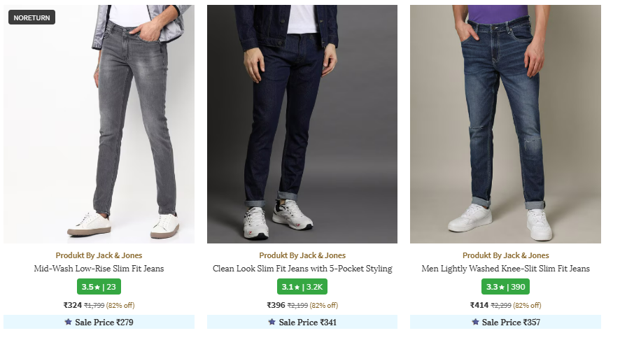 Image of PRODUKT BY JACK & JONES Jeans Starts @ ₹324