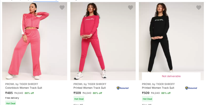 Image of PROWL by TIGER SHROFF Women's Tracksuits @ Flat 88% Discount