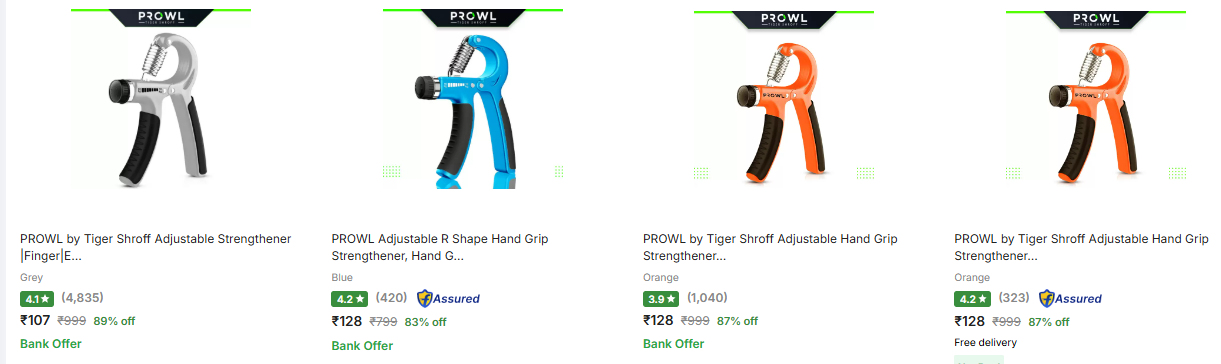 Image of PROWL by Tiger Shroff Exerciser Hand Grip Starting at ₹107