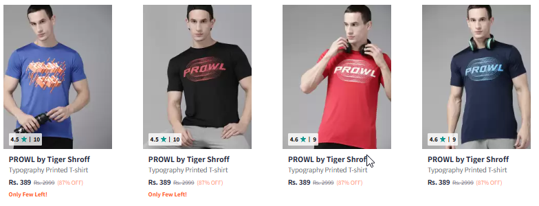 Image of PROWL by Tiger Shroff Men Typography Printed T-shirt Starting @ ₹389