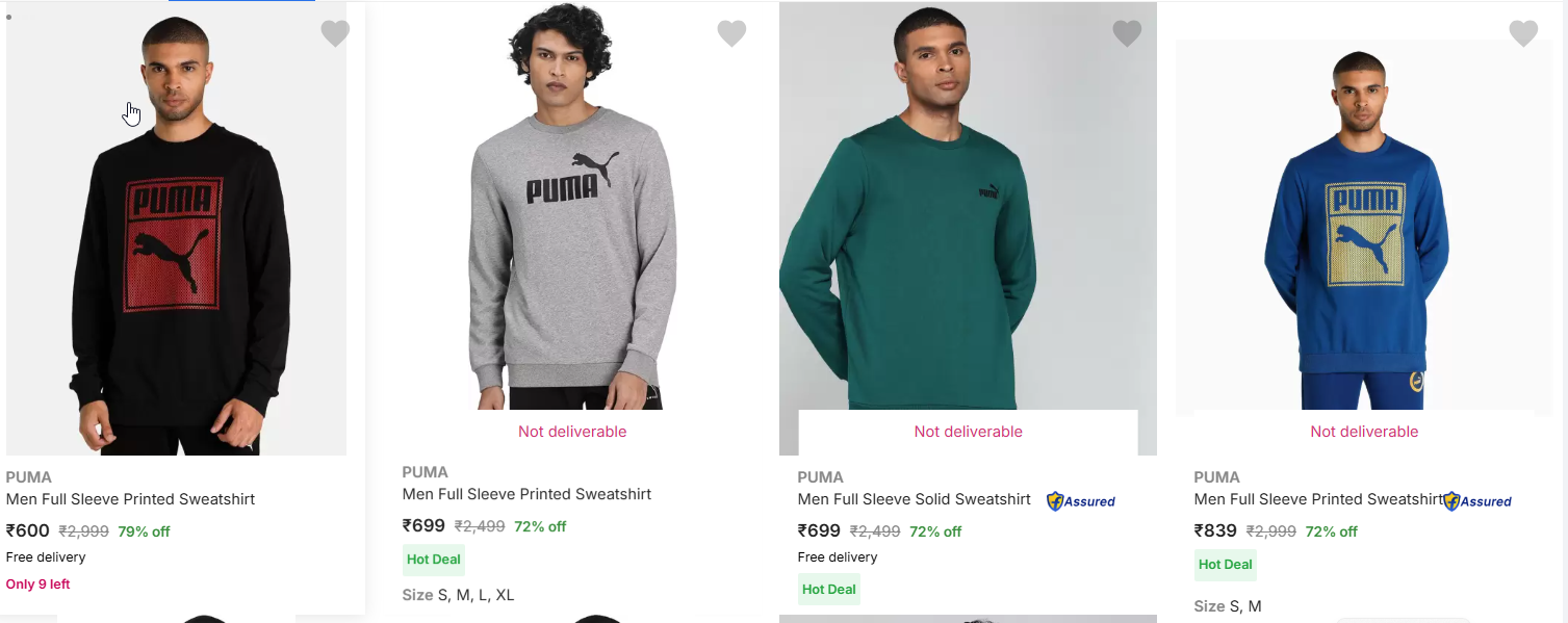 Image of PUMA Men Full Sleeve Printed Sweatshirt \Starting Price @ ₹600