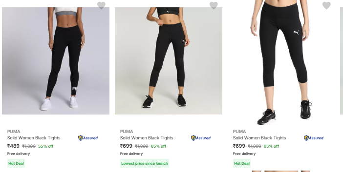 Image of PUMA Solid Women Black Tights Starts @ ₹489