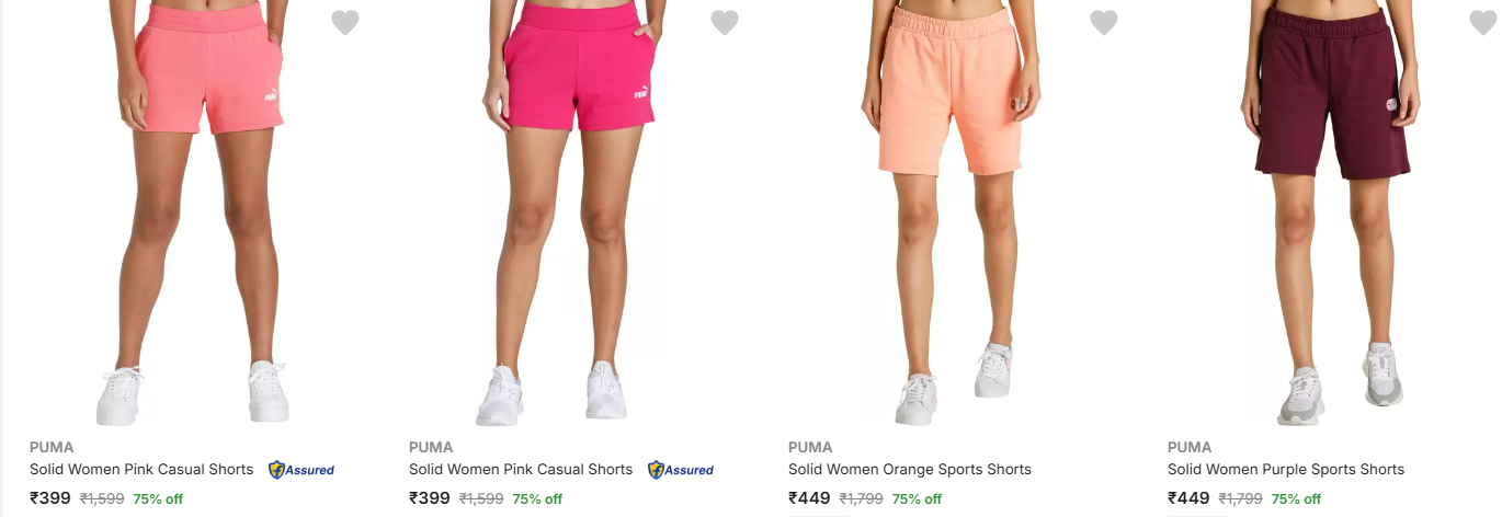 Image of PUMA Solid Women Shorts Minimum 75% Discount