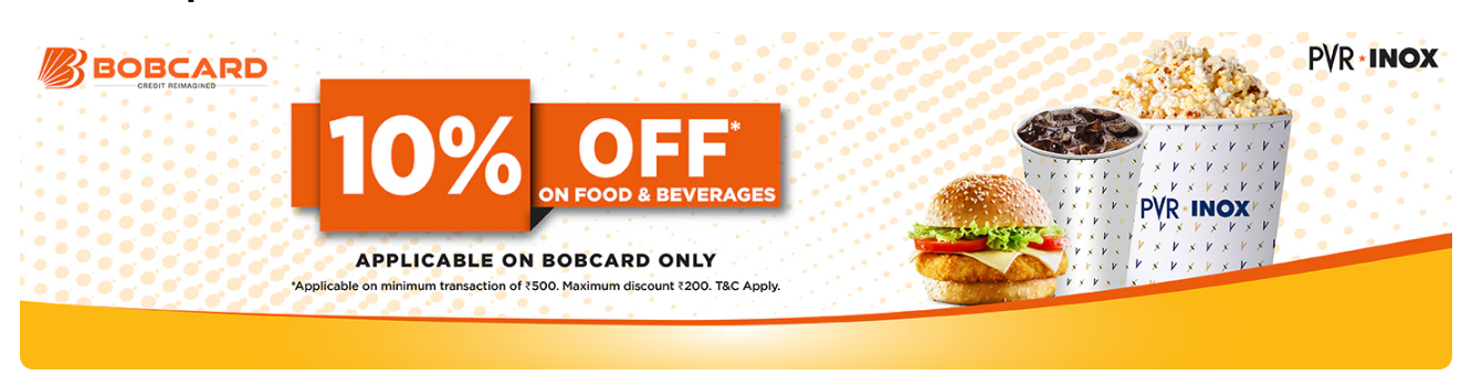 Image of PVR Cinema Offer: BOBCARD up to 10 % off on Food & Beverages