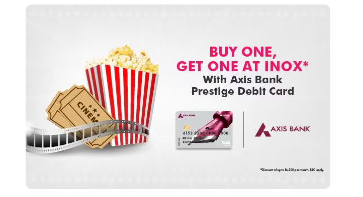 Image of PVR Cinema offer: Buy 1 Get 1 on Axis Bank Prestige Debit Card