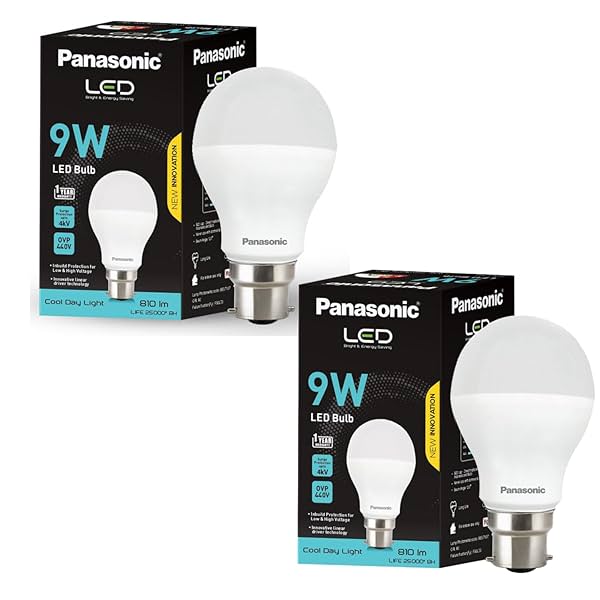 Image of Panasonic 9 Watt LED Bulb, B22 Base 9W Bulb Light For Home, (Pack of 2)