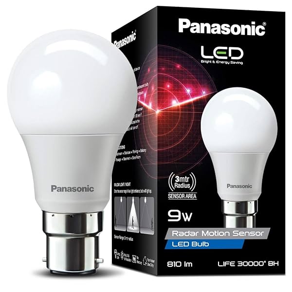 Image of Panasonic 9 Watt Motion Sensor Led B22D Bulb for Home