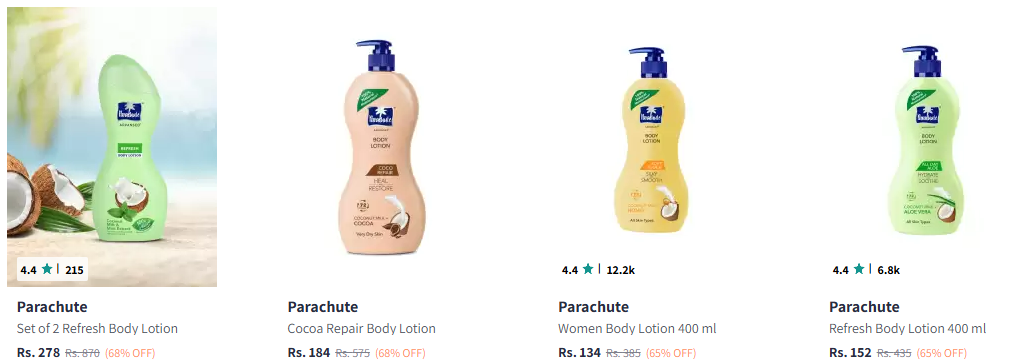 Image of Parachute Advansed Body Lotion up to 70% Discount 