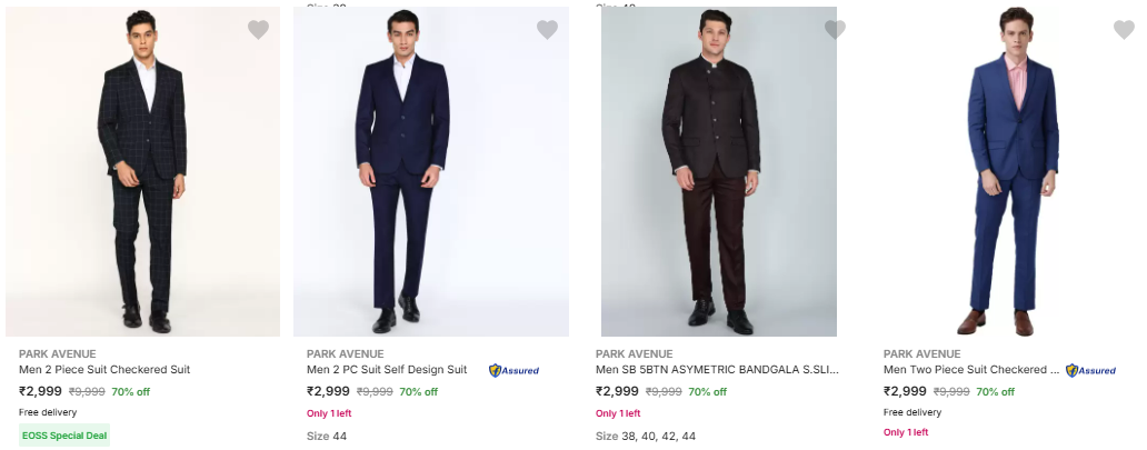 Image of Park Avenue Men's Suit upto 70% Discount