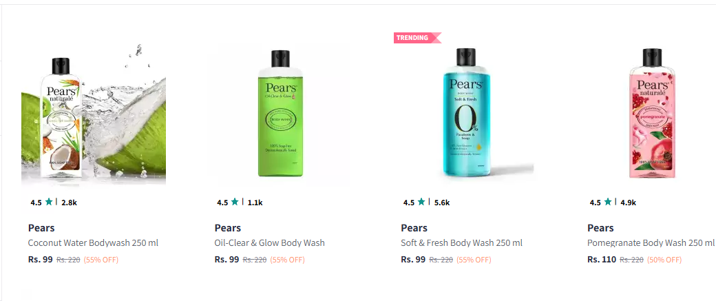 Image of Pears Body Wash And Shower Gel starting at just ₹99