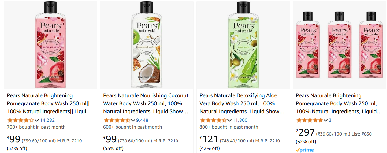 Image of Pears Naturale Body Wash 250 ml Starting at ₹99 