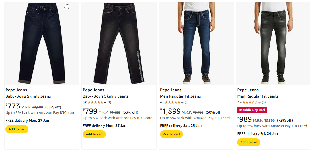 Image of Pepe Jeans Baby-Boy's Skinny Jeans Starting @ ₹773