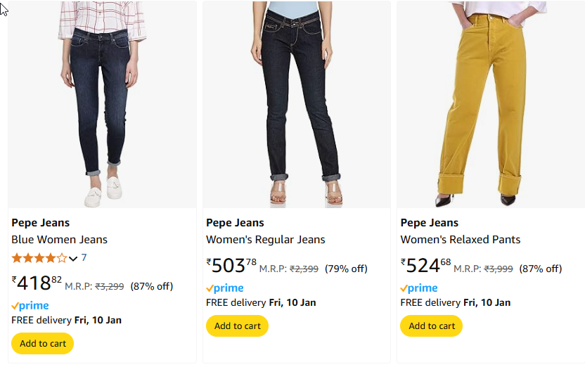 Image of Pepe Jeans Blue Women Jeans Starts Price @ ₹418