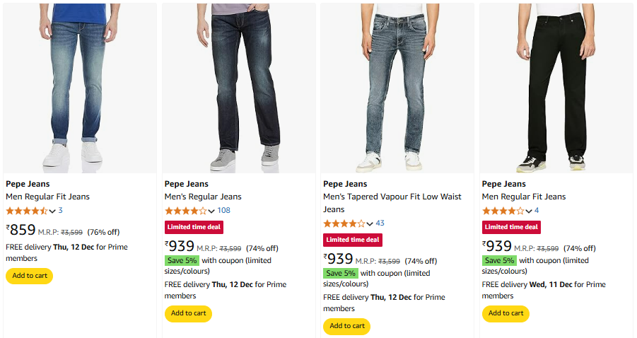 Image of Pepe Jeans Men Regular Fit Jeans up to 76% Discount 