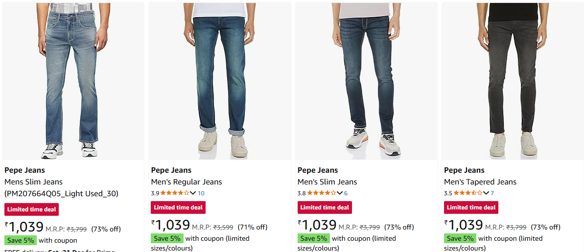 Image of Pepe Jeans Men Regular Fit Jeans up to 76% Discount 