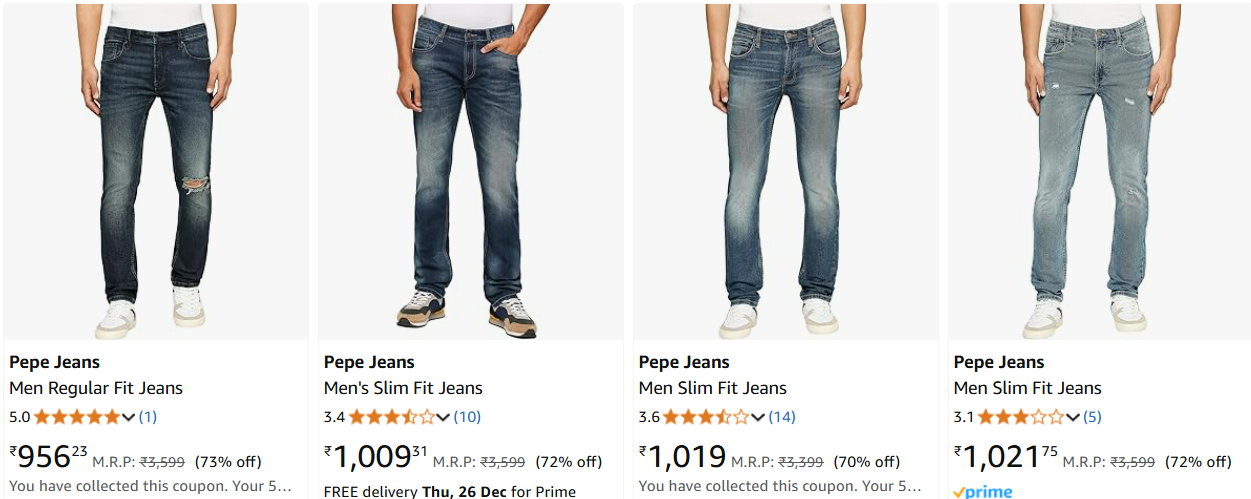 Image of Pepe Jeans Men Regular Fit Jeans up to 76% Discount 