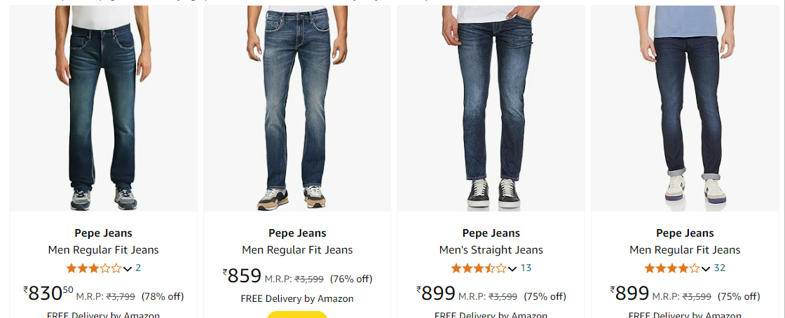 Image of Pepe Jeans Men's Jeans : Min. 70% discount starting at just ₹830.