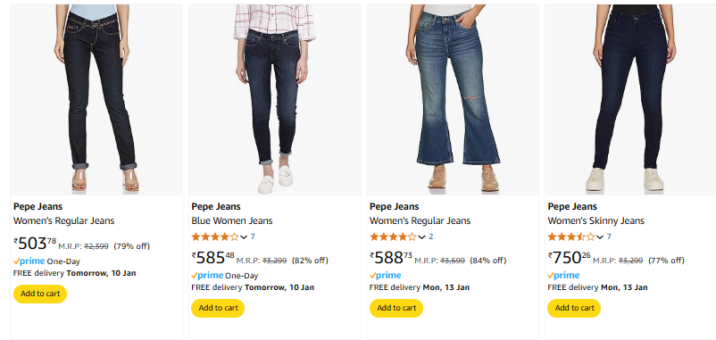 Image of Pepe Jeans Women Jeans minimum 78% Discount