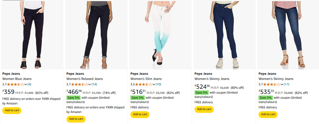 Image of Pepe Jeans Women Jeans up to 82% Discount+ Extra Coupon Discount