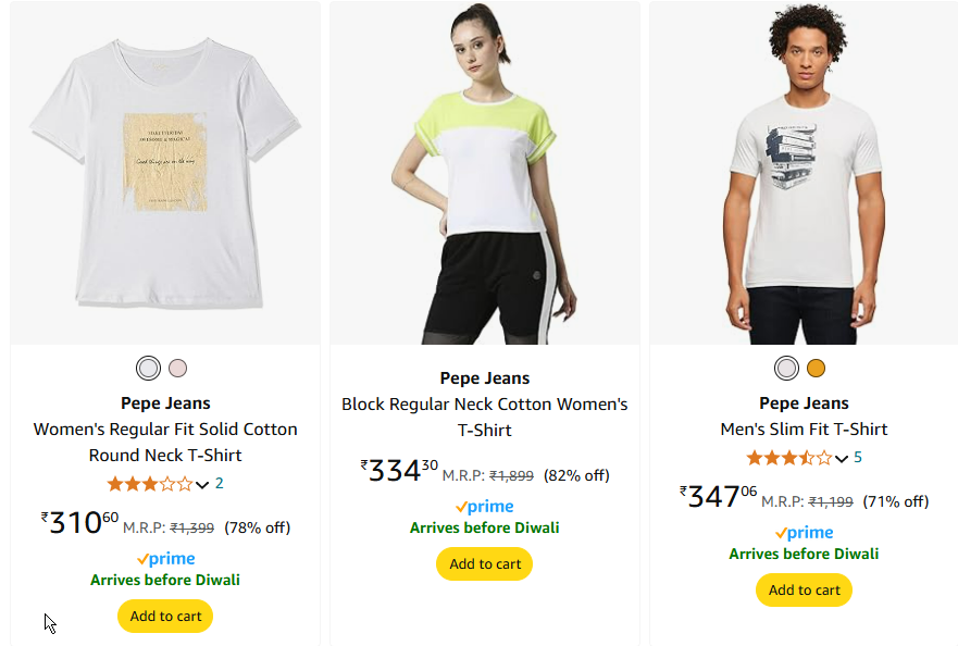 Image of Pepe Jeans Women & Men's Starts @ ₹310