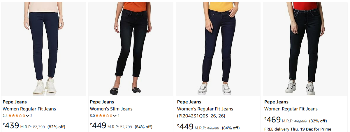 Image of Pepe Jeans Women Regular Fit Jeans up to 84% Discount 