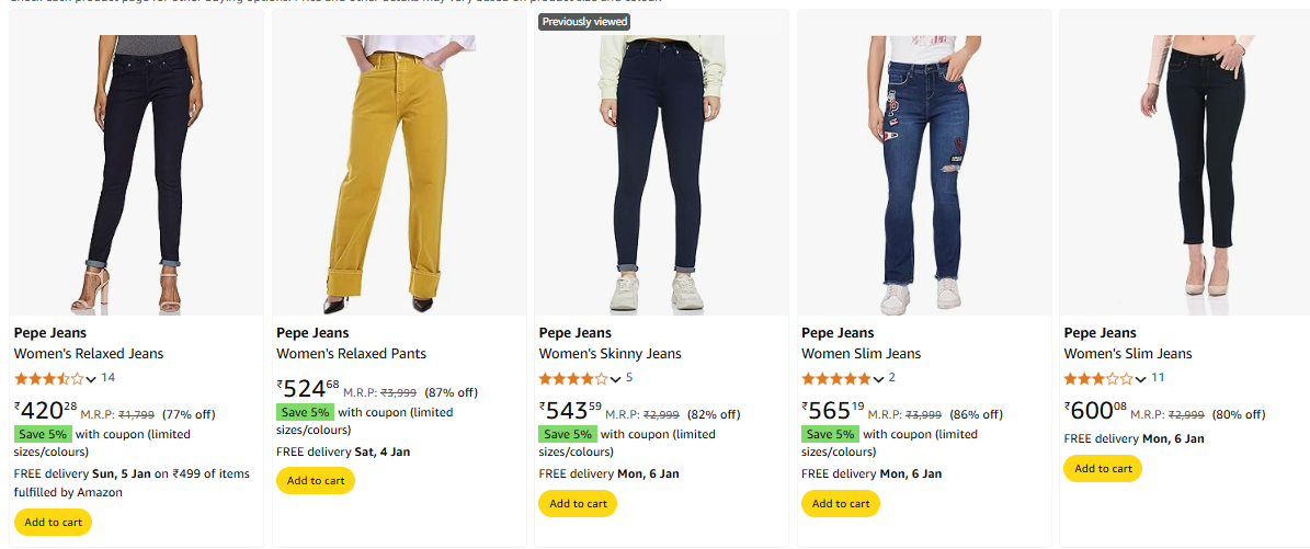 Image of Pepe Jeans Women's Jeans minimum 87% Discount