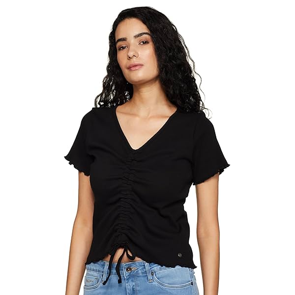 Image of Pepe Jeans Women's Solid Regular Fit T-Shirt