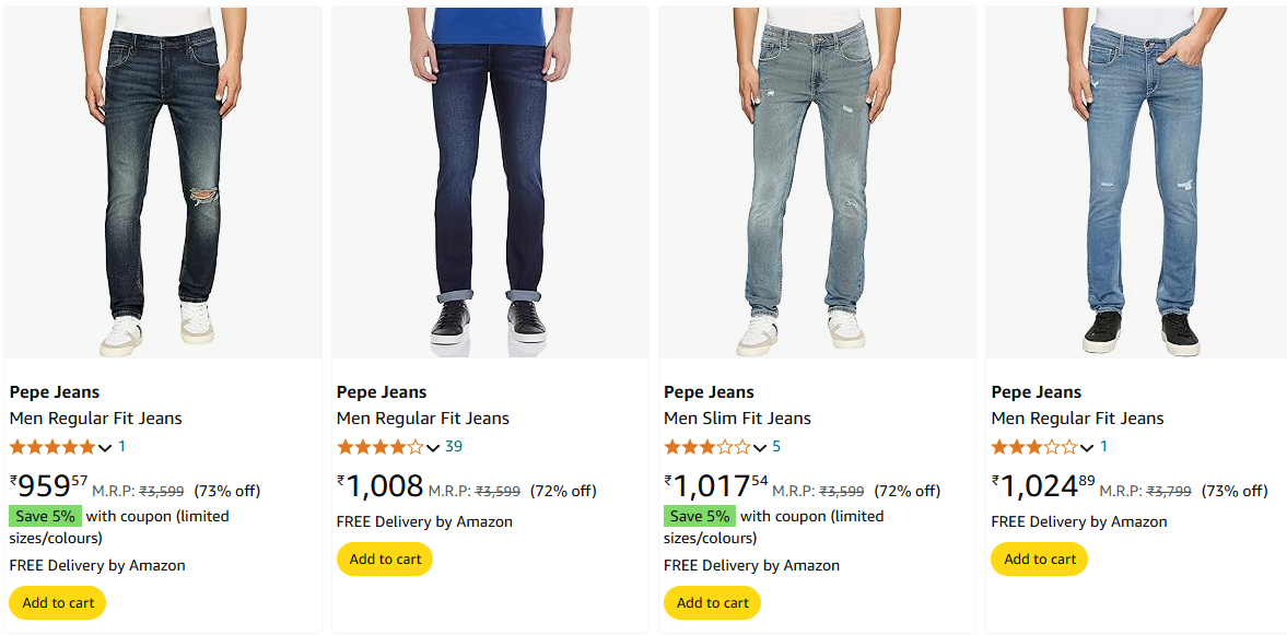 Image of Pepe Men's Jeans upto 73% Discount