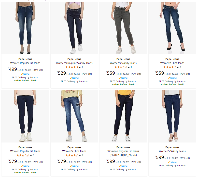 Image of Pepe Women's Jeans Minimum 70% Discount