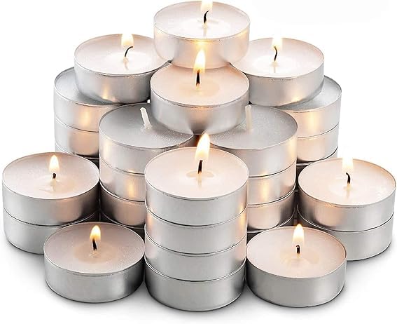 Image of Perpetual Tea Light Candles (50, 100% Wax, Smokeless, 3h)