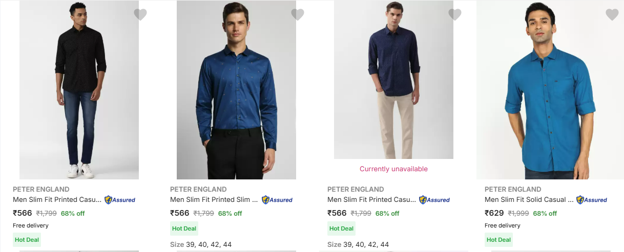 Image of Peter England Casual Shirts at Minimun 60% discount