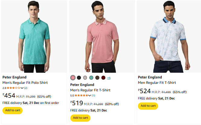 Image of Peter England Men's Polo Shirt up to 65% Discount